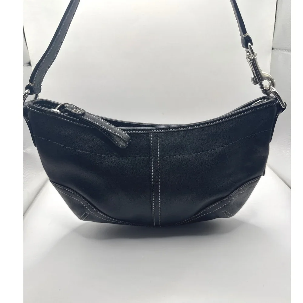 Coach Soho Black‎ Leather Small Hobo Shoulder Bag Purse N0 E043-4283